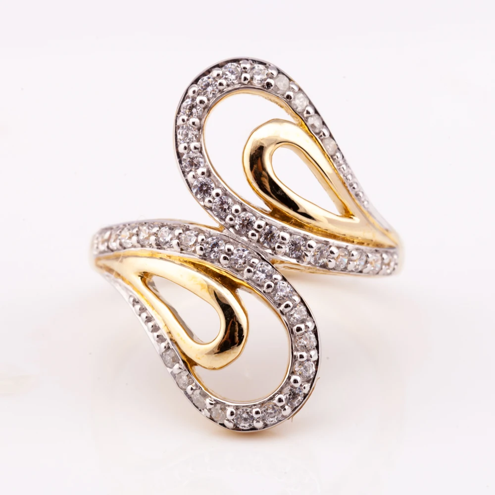 Latest Style High Quality Ring R-10500 18K Yellow Gold Real Gold Diamond Rings from Thailand Factory