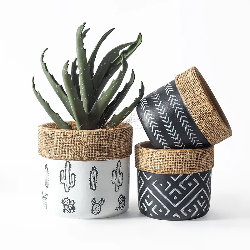 Nordic Style Bag-Shape Cement Planters Green Plant Potted Art Fashion Small Concrete Flower Pots for Home Garden Decoration