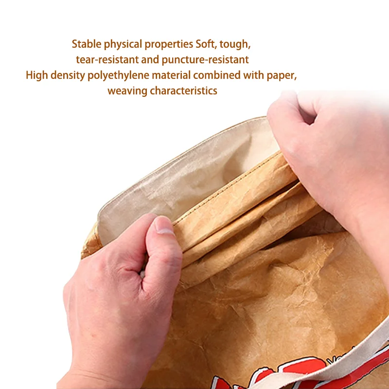 Custom Extra Large Waterproof Dupont Paper Zipper Tyvek Tote Bag Splash Proof With Inner Pocket for Shopping