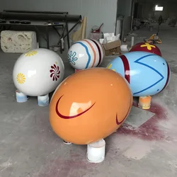 Glass fiber reinforced plastic painted goose egg Circular a ball sculpture Outdoor square statue Welcome guests decorate cartoon