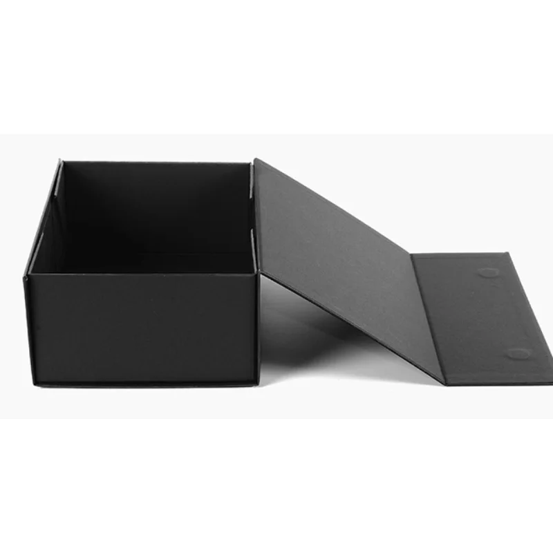 Custom Logo Black Cardboard Gift Box Foldable Rectangle Hard Paper with Magnetic Closure 2mm Thickness Face Cream Shoe Packaging