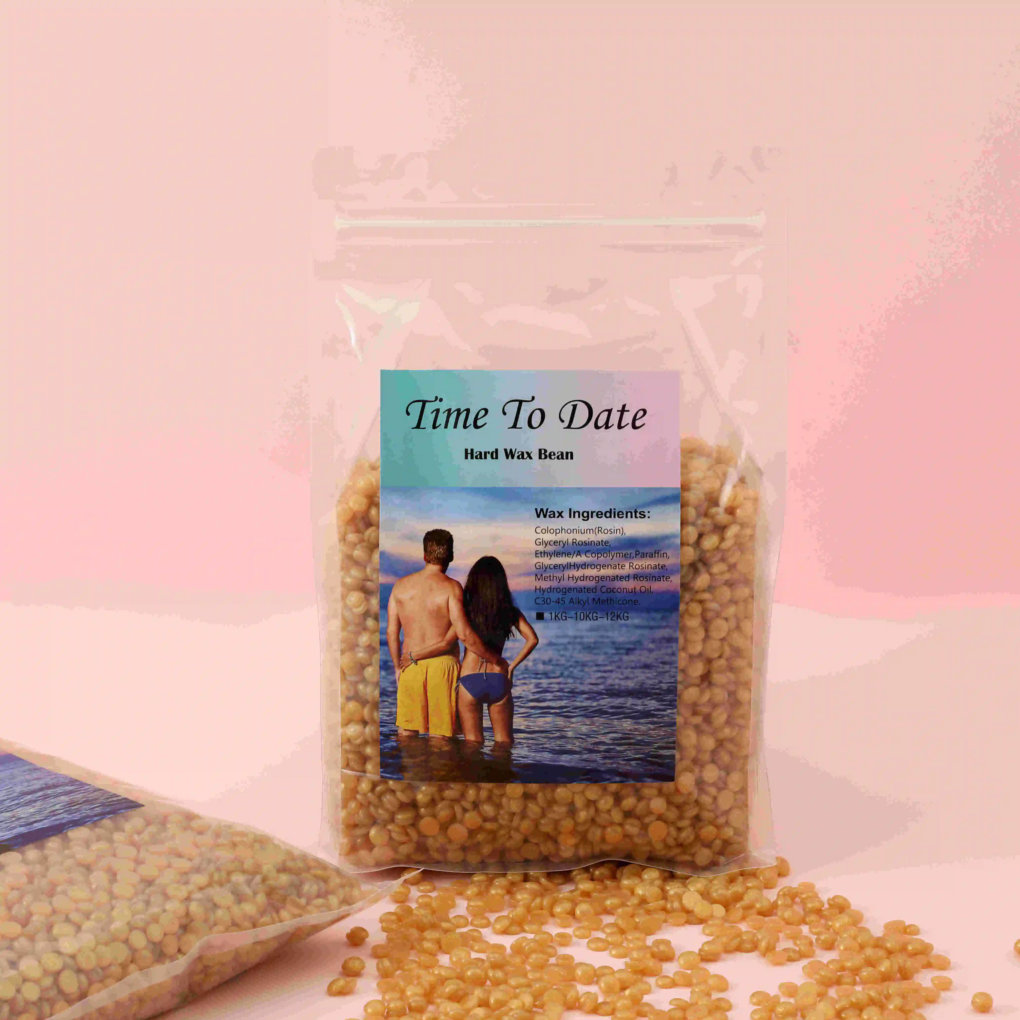 WaxNewK Private Label  Hot Film Golden Color 2.2LB 1kg Glitter Wax Solid Hard Wax Paper Free Hair Removal 1000g