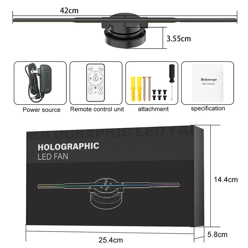 High tech advertising 3d hologram fan Two blades 42cm holographic fan 3d hologram projector Naked Eye Stereo 3d hologram fan