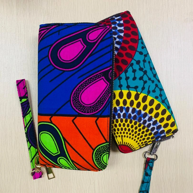 2021 Good Quality Wax Fabric African Print Women Handbag Money Clip Ladies Long Wallet For Evening Party
