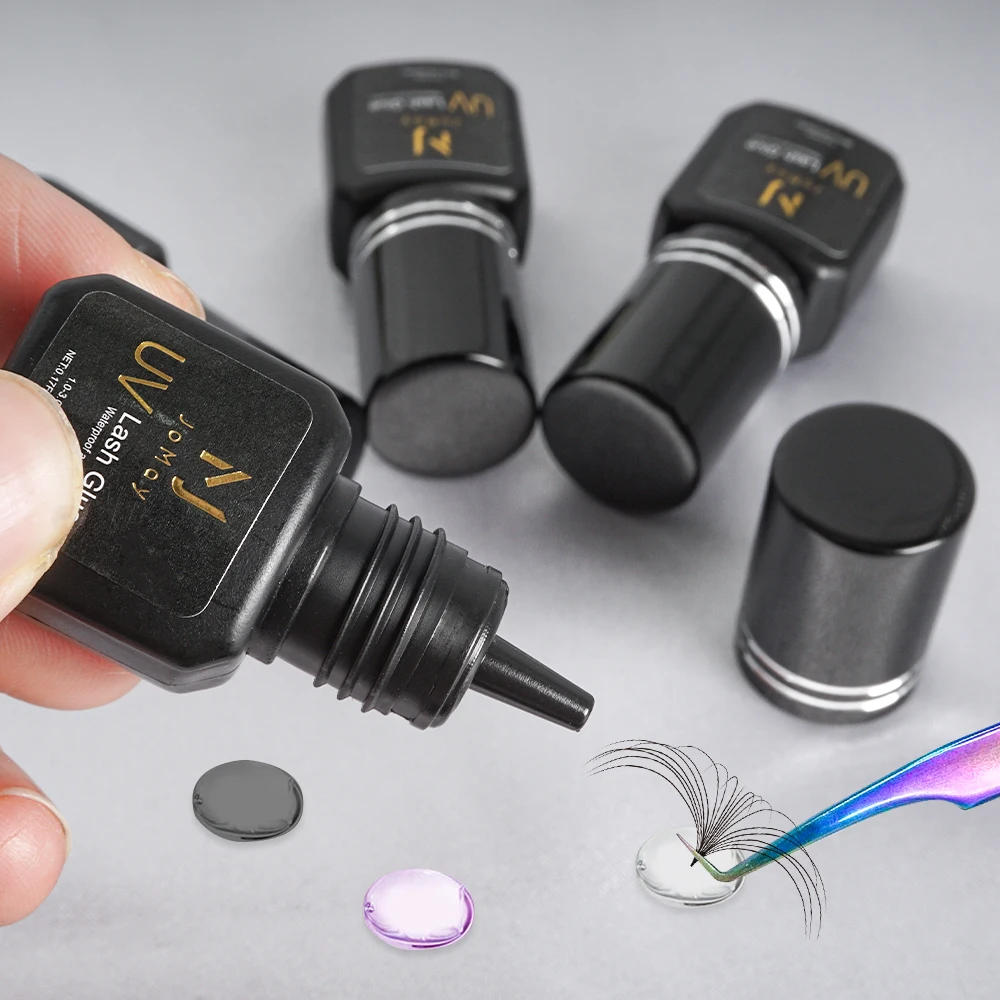 Private Label 7-9 Weeks Lasting Fast Dry UV Lash Glue Adhesive Eyelash Extension Glue Transparent Black UV Eyelash Glue