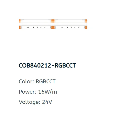 Durable color changing rgb cct led strip light 24vdc 12mm led COB light work with rgbcct led controller