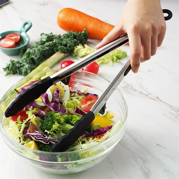 2 Pack Silicone Kitchen Cooking Tongs Premium 9 Inch 12 Inch Stainless Steel Handle Silicone Nonslip Food Tongs For Cooking