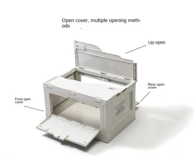 Car Trunk Eco Friendly Side Door PP Plastic Outdoor Foldable Camping Storage Box Organizer With Wood Lid