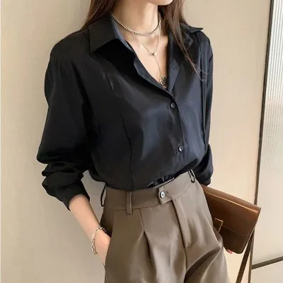 Fall Clothes Winter Silk Career Plus Size Womens Blouses & Shirts Long Sleeve Women Dresses 2022