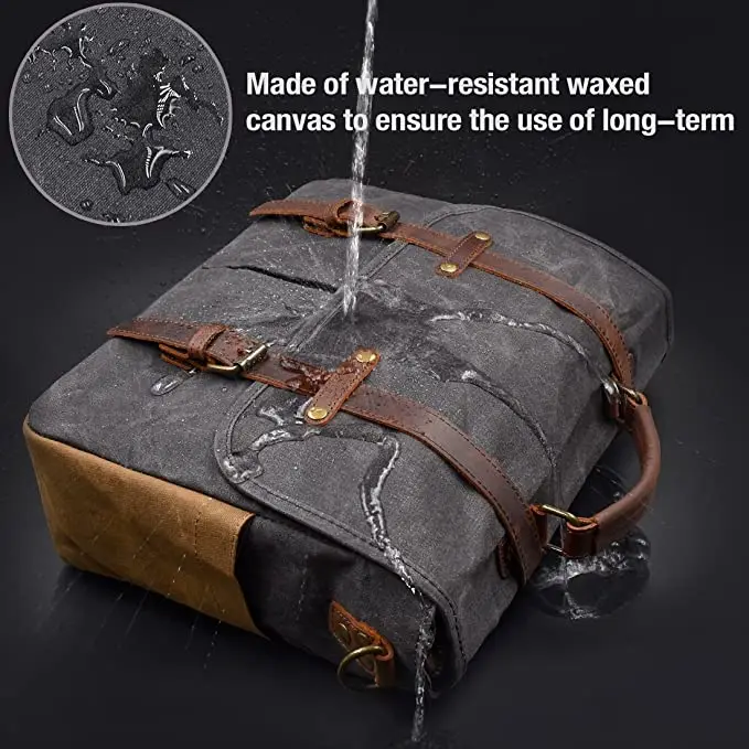 Customize Casual Quilted Waxed Canvas Cheap Laptop Messenger Shoulder Computer Bag Travel Briefcase Tactical Cross Body Bag