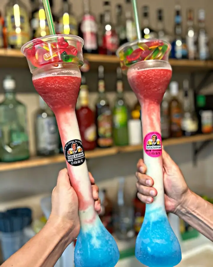 700ml/1000ml  long neck plastic containers cocteles las vegas plastic cup dispos slushy fruit infused drinks cup for event