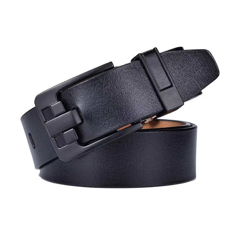 Wholesale Brown Color Cow Leather Belt Men Genuine Leather Belt Metal Pin Belt Buckle