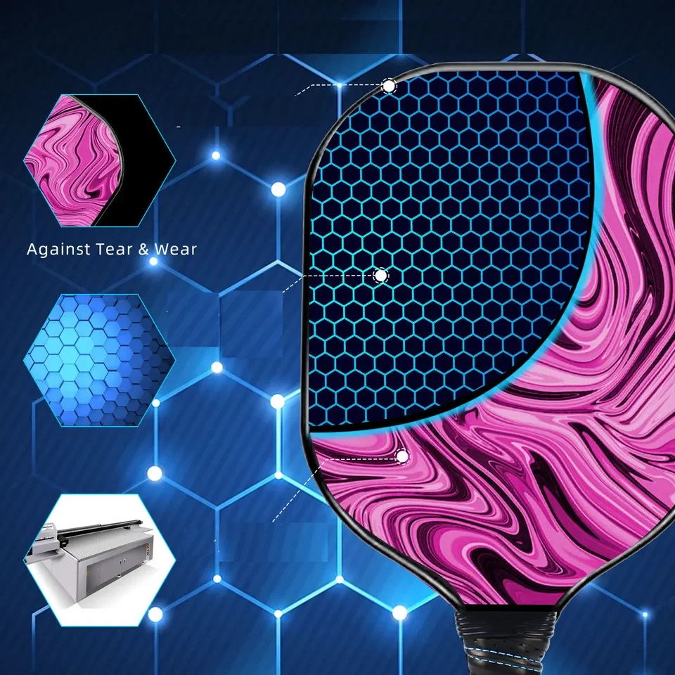 USAPA Approved Custom pattern pickleball paddle carbon fiber Racket set of 2 paddle 4 Balls