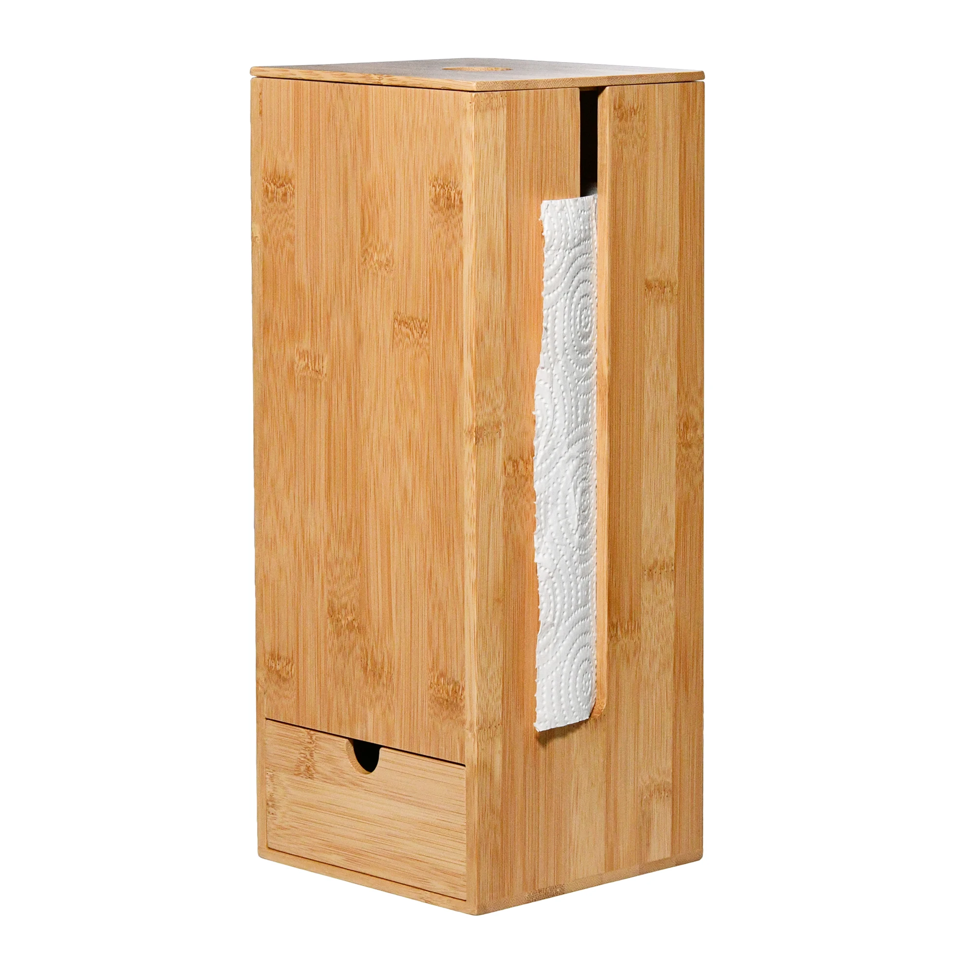 Bamboo Bathroom Toilet Paper Holder Free Standing Storage Containers,Roll Holder Tissue Paper Organizer