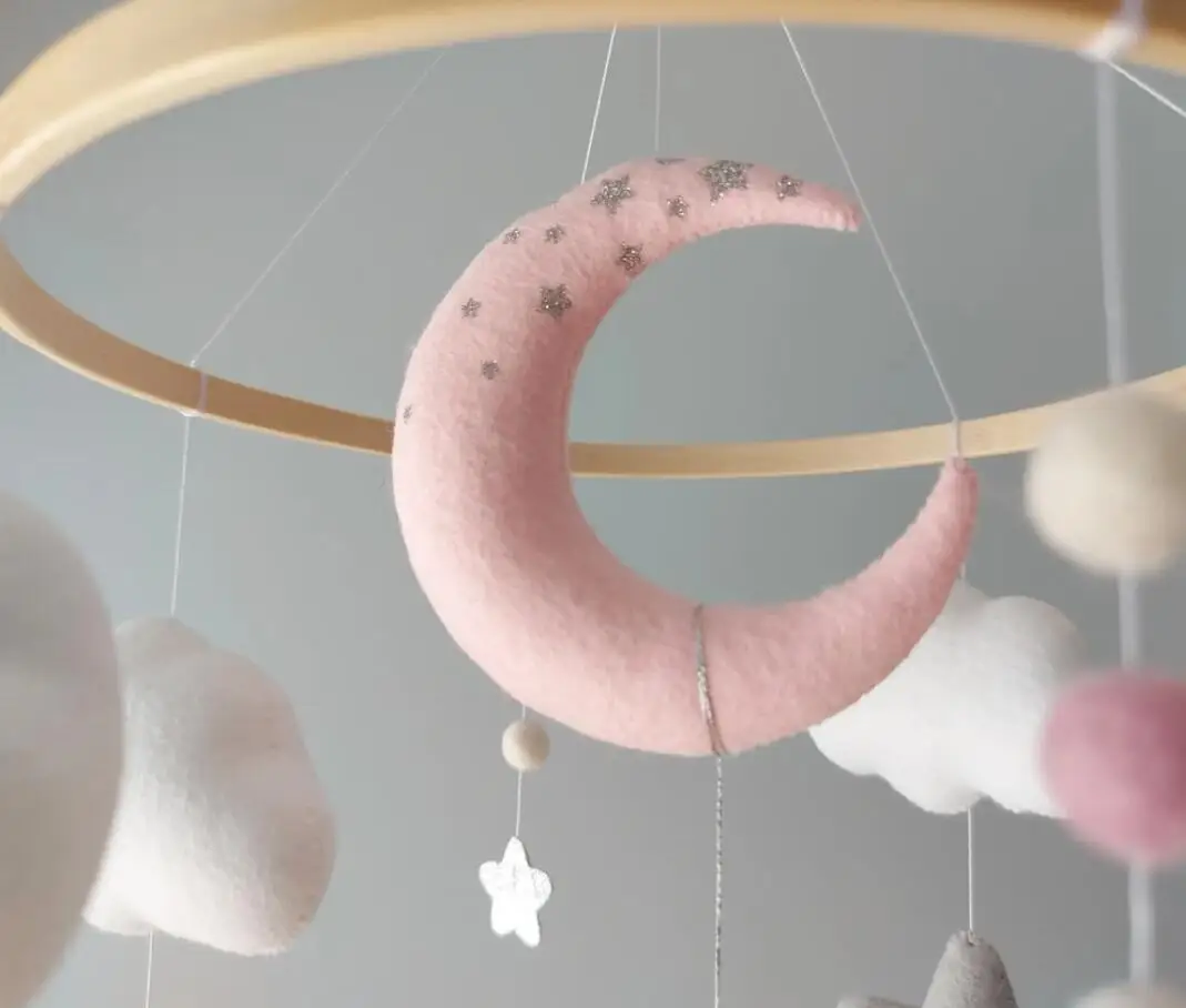 Фэнтезийная игрушка для маленьких девочек мобильный кролик с волшебной палочкой розовые и серые звезды детские мягкие игрушки аксессуары новорожденных подвесные мобильные телефоны