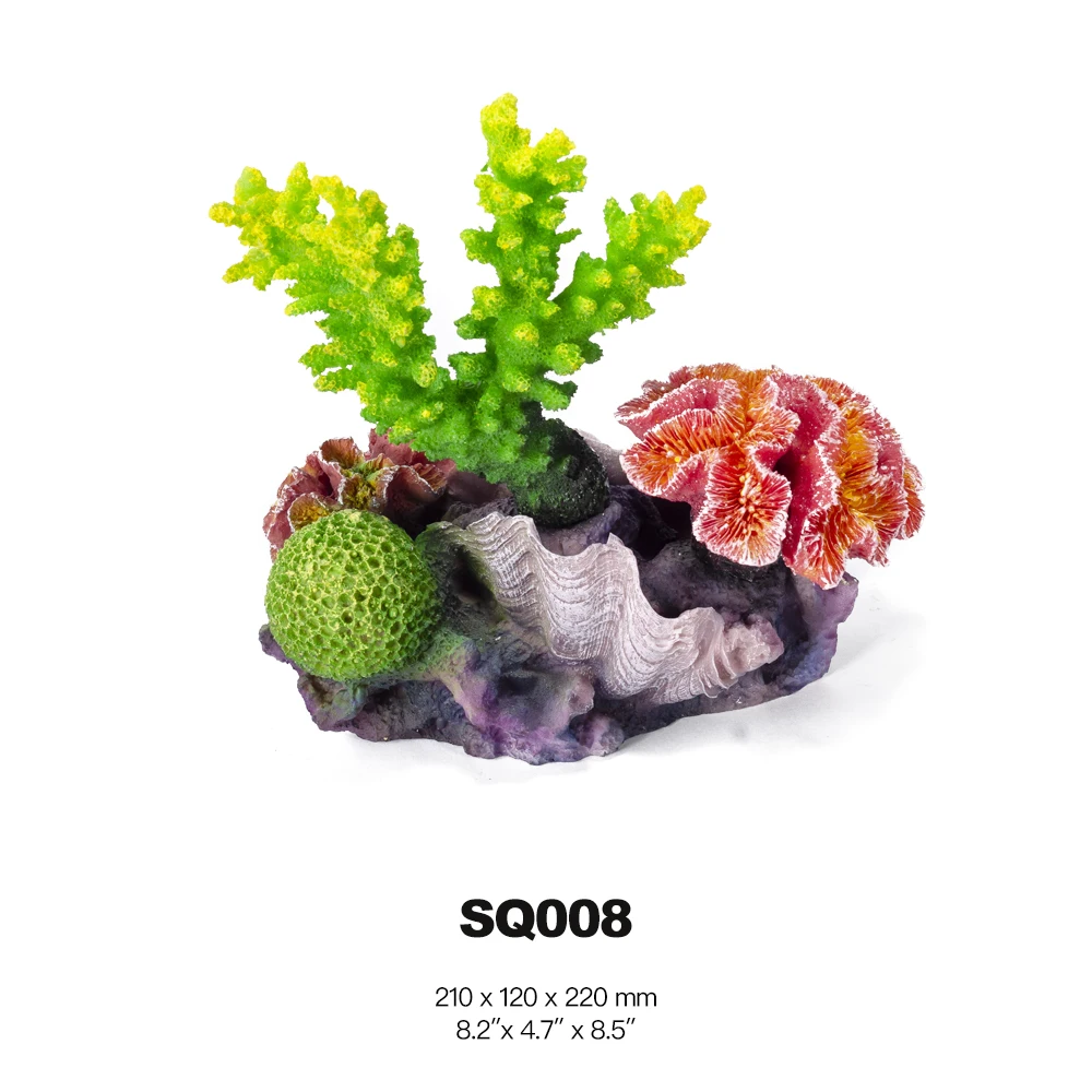 8.27 inch green artificial corals Aquarium decoration polyresin corals and reef 40cm 50cm tank