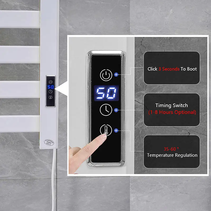 110V-220V CN/EU/US/AU/UK/Brazil Standard Towel Heated Dryer, Smart WiFi Electric Heating Towel Rack