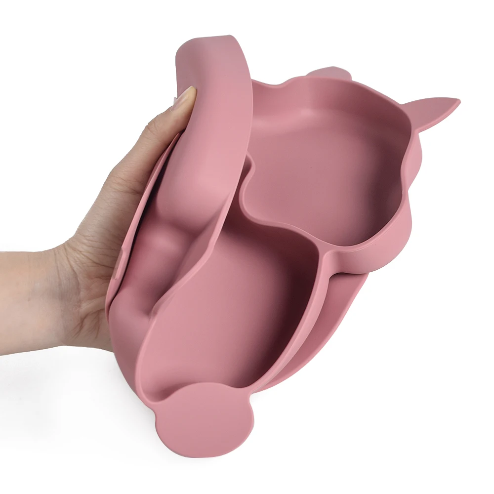 Newsun Hot Sale Children Dinner Plate Silicone Suction Divided Baby Feeding Food Dining Plates For Babies For Toddlers