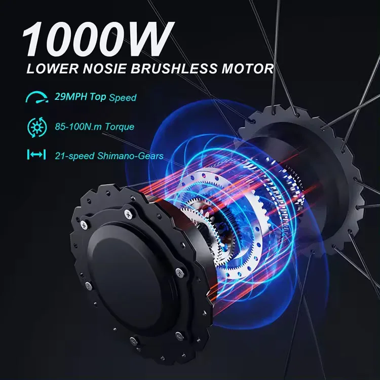 26-дюймовый пляжный Круизный Электронный велосипед с аккумулятором 48 В 16 А/ч 1000