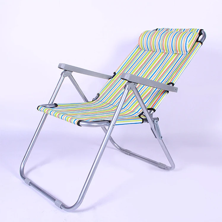 Facebook multifunctional metal beach chair single folding outdoor lounge chair for lunch break