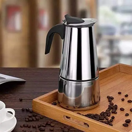 Kingze Custom Logo Stainless Steel Coffee Percolator 2 4 6 9 12 Cups Stovetop Espresso Maker Moka Pot