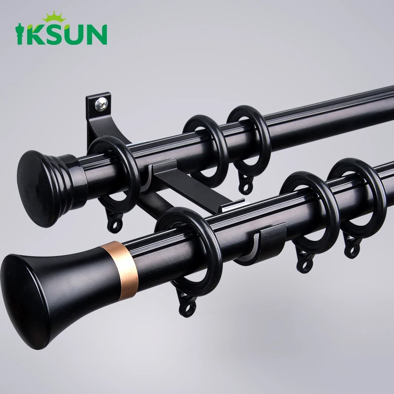 Wooden round corner brackets curtain rod for windows