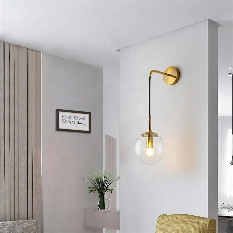 Postmodern round glass wall lamp simple personality Nordic aisle porch balcony living room bedroom bubble glass wall lights