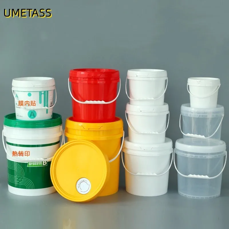 Manufacturer 6liter Plastic Bucket Drums with Screw PP Lid China Customized Cylinder Packaging Cap Pcs Color Powder  Material