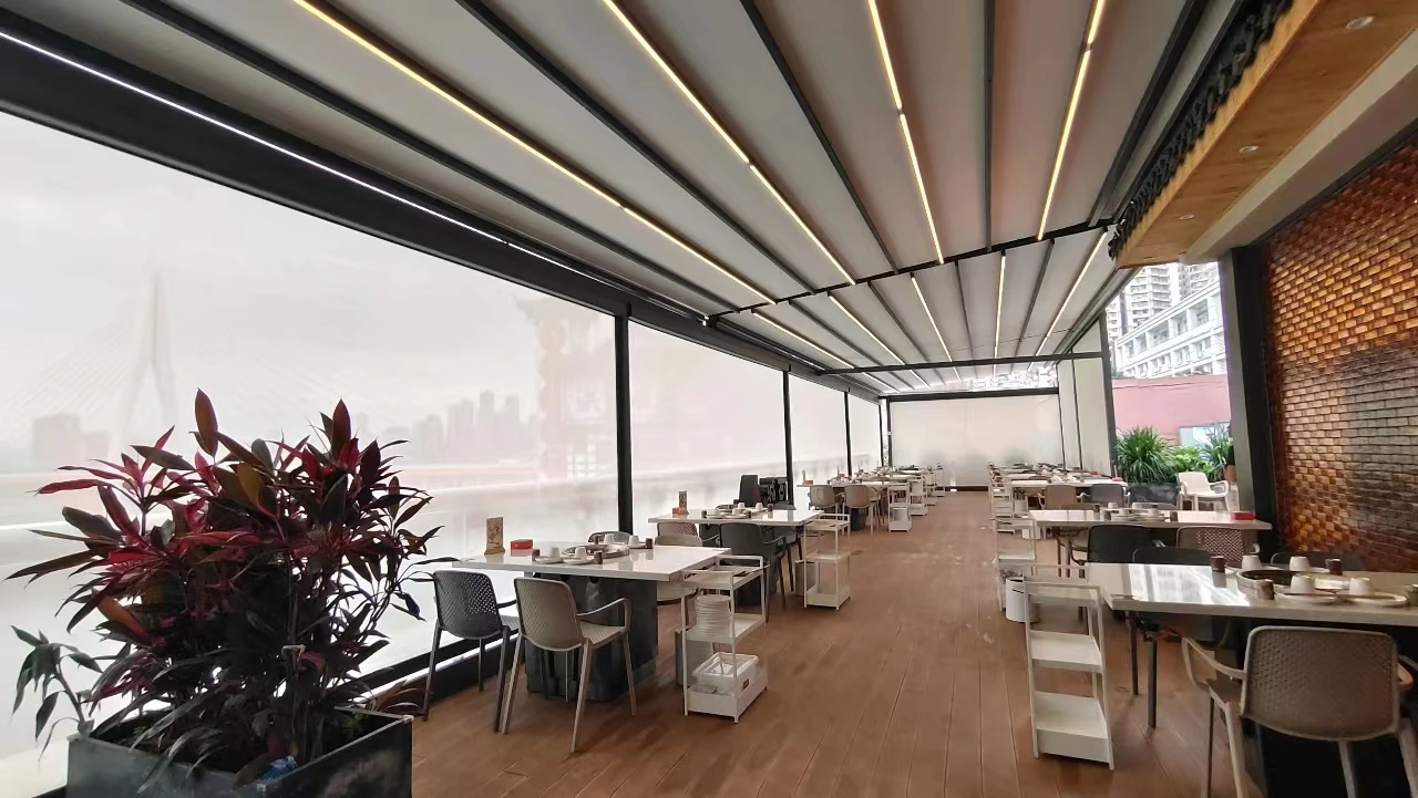 Factory Prices  Folding Pergola Retractable Roof Pergola Waterproof Sunshade Retractable Canopy For Restaurant Outdoor