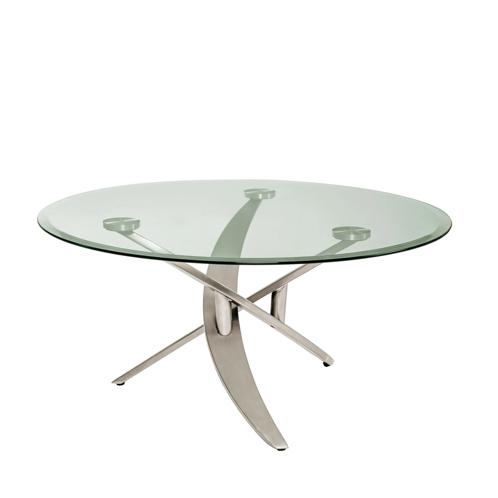 
Modern Fancy Design High End Furniture 3 Silver Gloss Glass Top And Metal Chrome Base Round Coffee Tables Set For Living Room 