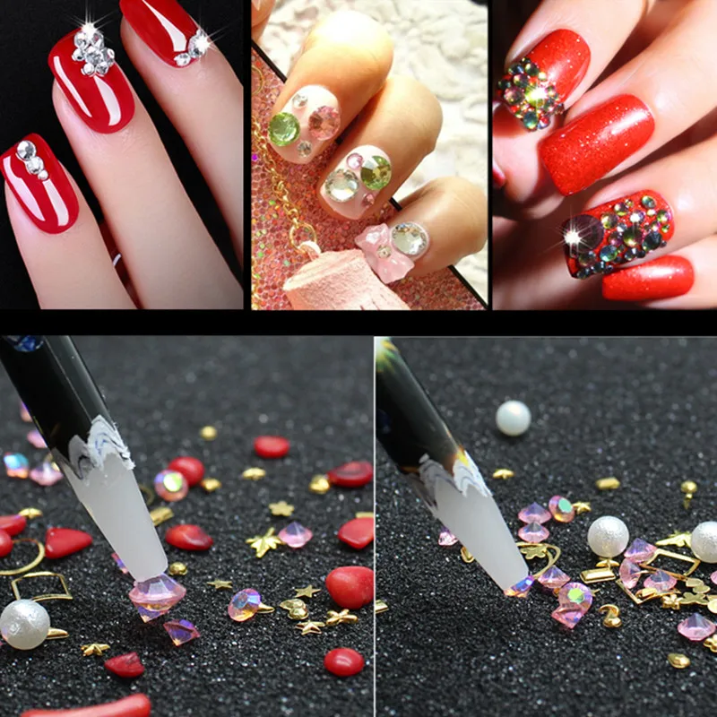 Nail Art Tools Rhinestones Picking Pen 5D Diamond Painting Crystal Wax Pencil Pens Picker Nail Dotting Pen Decor Tool
