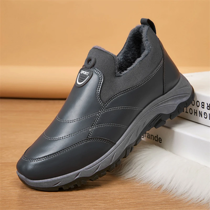 Winter men cotton shoes PU upper waterproof comfortable casual walking shoes boots elderly dad warm sport shoes