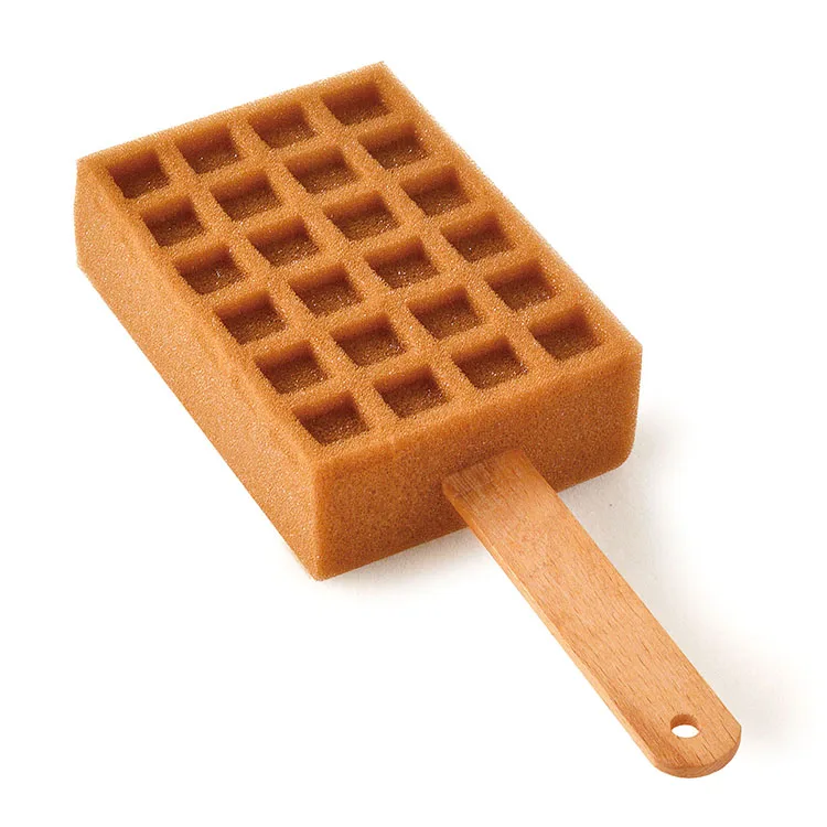 OEM Design Toast Waffle Shape Kids Body Shower Bamboo Hand Washing Bath Scrub Loofah Sponge Exfoliating Shower Sponge For Kids