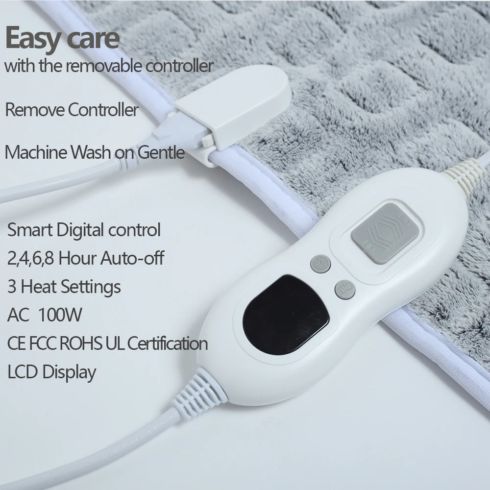Christmas Gift Machine WashableSoft Ribbed Fleece 3 Heat Levels 8 Hours Auto Shut-Off Fast Heating Electric  Blanket For Home