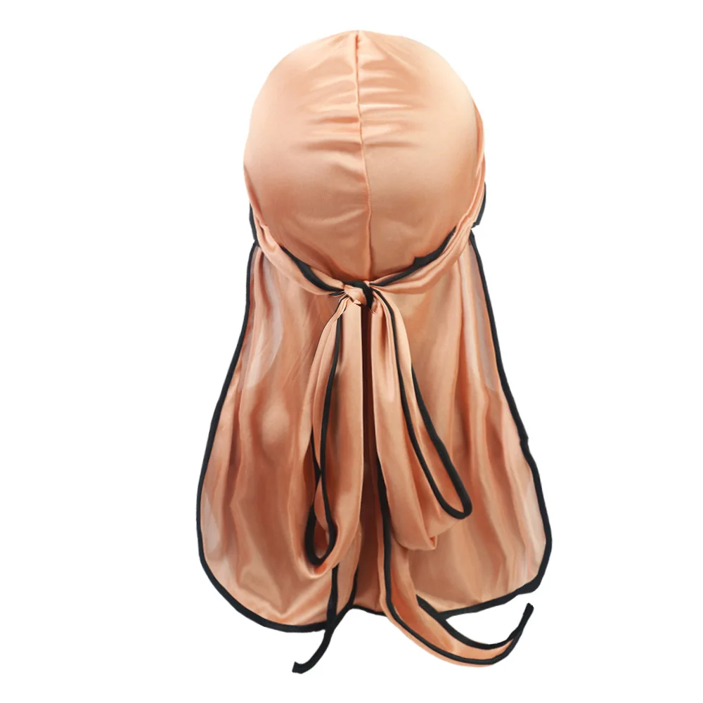 Wholesale Custom Logo Long Tail Satin Durag Silky Designer Hip Hop Headband Silk Durag