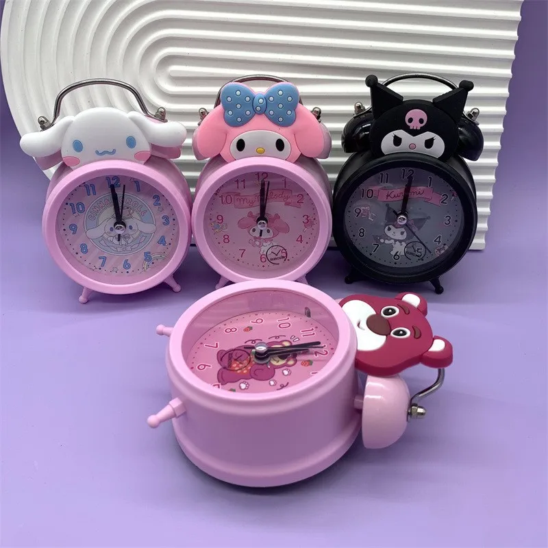 Sanrio Kuromi Ringing Alarm Clock Big Eared Dog Bedroom Night Light Silent Clock