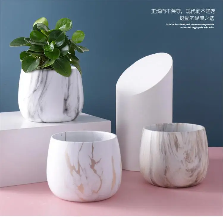 Ins Nordic potted plant hydroponic ceramic electroplating flowerpot flower vase