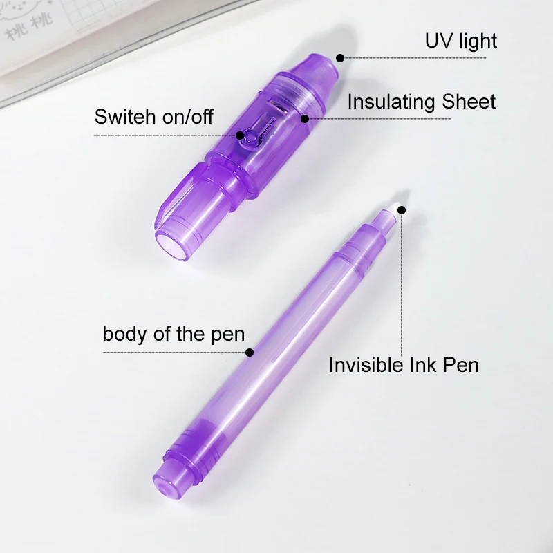 Ink Marker Pen Secret Spy Message for Ideas Gifts LED light UV money detector invisible ink pen