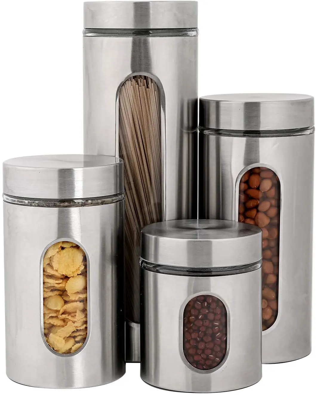 Stainless Steel and Glass Airtight Lid Canister 5kg Load Capacity for Storage