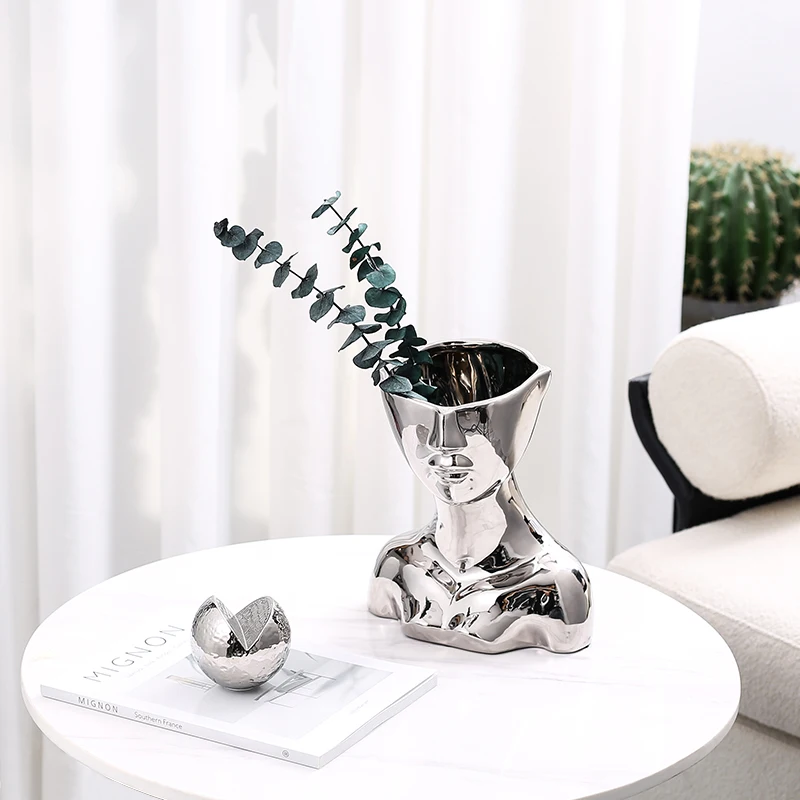 Современная креативная ваза для цветов Flolenco в форме человеческого тела серебряные керамические вазы домашнего декора
