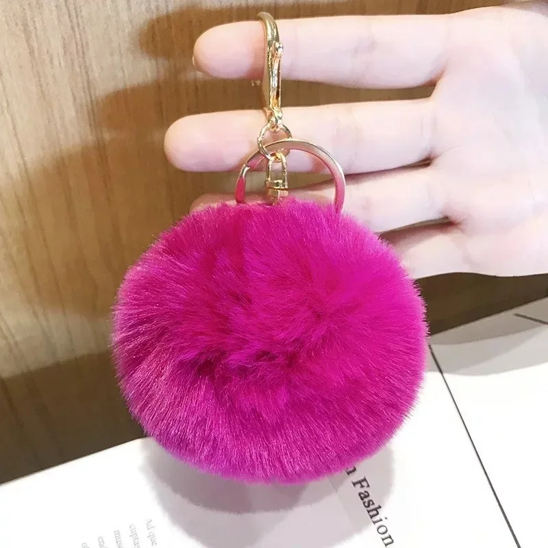 8cm Bag Pendant Charms Chain Faux Fox Rabbit Fake Fur Fluffy Keyring Pompom Keychain