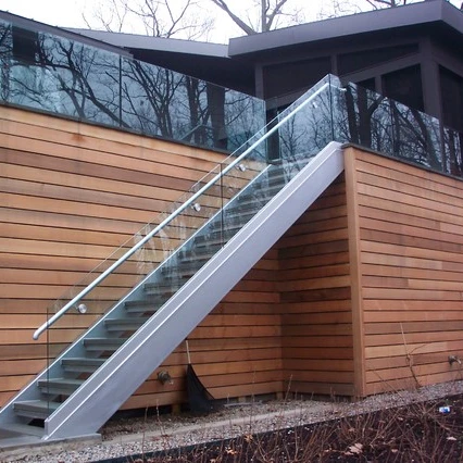 Frameless front porch glass railing u channel aluminium density toughened glass railing