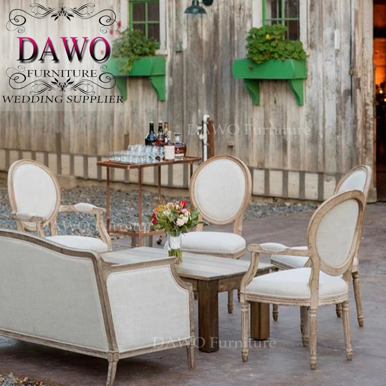 French style round solid wood dining chair round wood chair