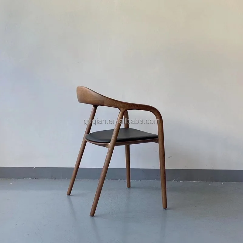 Nordic Designer Classic Wooden Armrest Lounge Chair Modern Chinese Solid Wood Dining Chair Home Restaurant Leisure Furniture Use