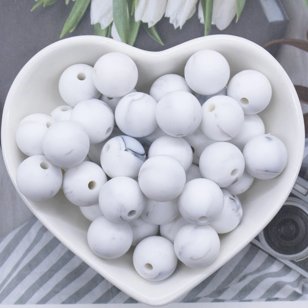 Factory Price food grade 9mm 12mm 15mm 20mm round shaped soft silicone baby teething beads