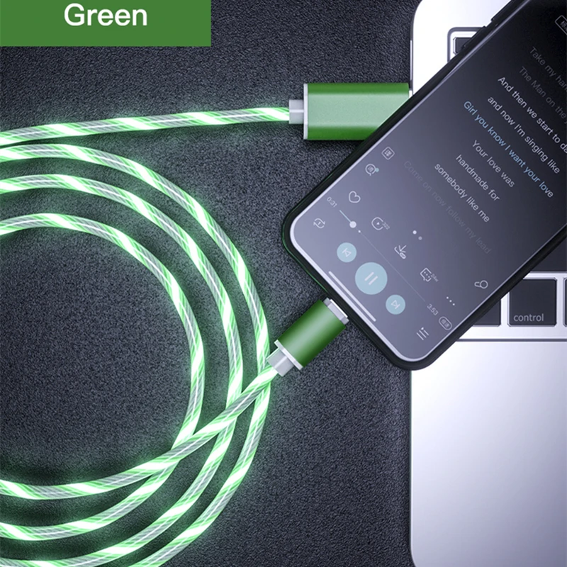  Течет светодиодный магнитный кабель для зарядки с разъемом Micro USB Type-C Магнит стример телефон зарядное устройство