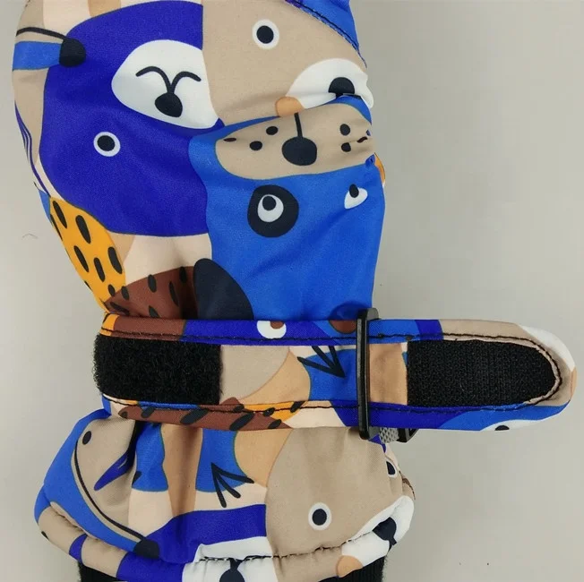 Детские зимние теплые лыжные варежки с мультяшным принтом