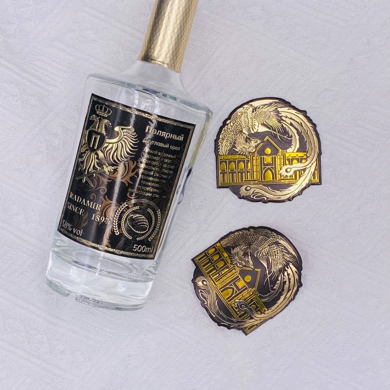 Best Sell Custom Aluminum Embossed Wine Bottle Labels Gold Black Self Adhesive Metal Waterproof Logo label stickers for bottle