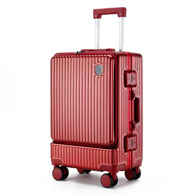 Carry On Luggage with USB Charging Hard side Suitcase with Front Pocketlaptop cabin Spinner Luggages aluminum silent wheel