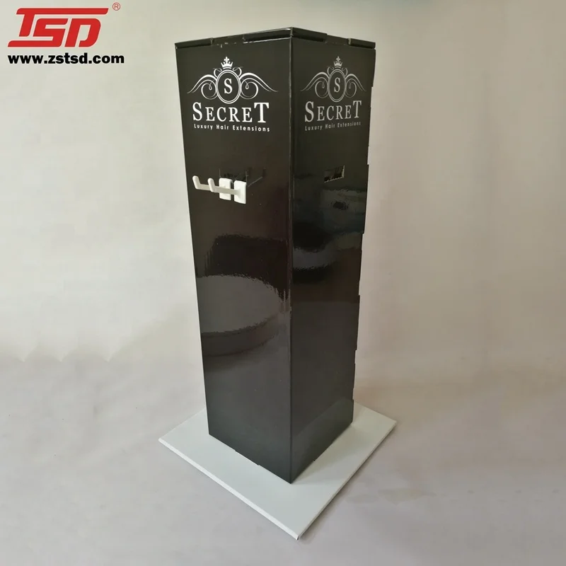 Custom store free standing wooden Wig hair accessories  extension display shelf Beauty stand rack